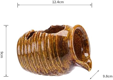 Pond Spitter Ceramic Jug Water Fountain Garden Outdoor Water Feature Planter Plant Flower Pot Jar Fish Tank Cave Waterfall Backyard Water Feature Outside Decoration Hydroponic Vase (Retro Yellow) - Image 4