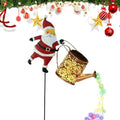 Christmas Pathway Lights Metal Stake Santa Watering Can Lantern by Unknown