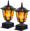 Dynaming Solar Flame Post Lights Outdoor, Solar Powered Lamps Fence Post Cap Lights, Flickering Flame LED Lantern Decorative Waterproof for Garden Deck Patio, Fit 4x4, 5x5 or 6x6 Wooden Posts, 2 Pack by Dynaming