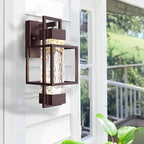 Modern Outdoor Light Fixture Dusk to Dawn Outdoor Lighting, 15" H Exterior Wall Sconce Waterproof Porch Light, Outside Light for House with Water Glass for Garage Doorway, Oil Rubbed Bronze - Image 6
