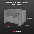 Akro-Mils Stak-N-Store Stackable Storage Bins, 15"x20"x12-1/2, Grey, 3pk - Image 4