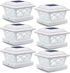 SIEDiNLAR Solar Post Cap Lights Outdoor Glass 2 Color Modes White (6 Pack) by Siedinlar