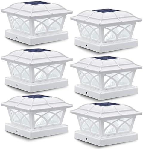 SIEDiNLAR Solar Post Cap Lights Outdoor Glass 2 Color Modes White (6 Pack) by Siedinlar