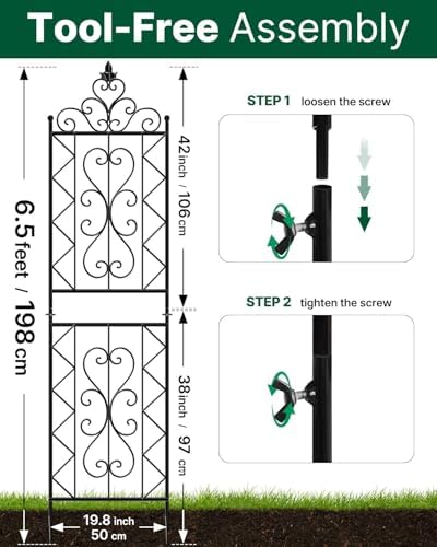 ARIFARO 2 Pack 78"H x 20"W Metal Garden Trellis for Climbing Plants Outdoor - Image 2