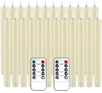YOROXRG 24 Pack LED Flameless Taper Candles with Timer, Dripless Fake Candlesticks with 3D Flickering Flame, 9.6 Inches White Window Candle for Fireplace Christmas Halloween（Ivory） by YOROXRG