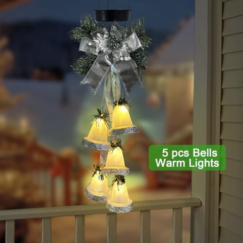 Christmas Bells Solar Mobile Lights,Wind Chimes for Outside & Hanging Decor - Image 6