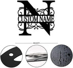 N Custom Name Initial Letter Monogram Metal Sign Distressed Iron Metal Wall Sculpture Decor Sign Modern Metal House Numbers Sign House Numbers Sign for Lodge Living Room Man Cave Home Decor 24 Inch - Image 2