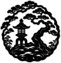 Japanese Garden Pagoda Scene Metal Wall Art Metal Outdoor Decor Metal Signs Zen Minimalist Artwork Elegant Wall Decor Home Decoration for Living Room Bedroom Patio Garden (Black,20inch) by Unknown