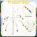 Novabright Whimsical Bead and Bell Tree Yard Stake 40 Inch H 12 Arm Bead Art Garden Decoration Handmade Rustic Metal Decorative Yard Stake for Women Gift Party Decor - Image 2