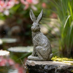 DiliComing Outdoor Rabbit Garden Statue 12 Inch Grey Bunny Yard Decor - Image 6