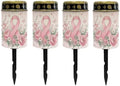 Poceacles Cemetery Candle Grave Lights Outdoor Waterproof Decoration Pathway Lights Garden Solar Candle for Garden Lawn Decor, Pink Ribbon Floral Butterfly, Set of 4 by Poceacles