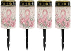 Poceacles Cemetery Candle Grave Lights Outdoor Waterproof Decoration Pathway Lights Garden Solar Candle for Garden Lawn Decor, Pink Ribbon Floral Butterfly, Set of 4 by Poceacles