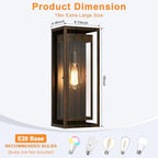 19 Inch Brown Outdoor Wall Light Fixtures, 2 Pack Porch Lights - Image 4