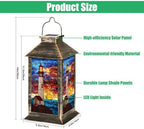 Solar Lantern Maritime Stained Glass Artwork Outdoor Garden Hanging Lantern Waterproof Solar Powered Lighting Outside Table Lamp for Deck Yard Camping Patio Decor - Image 2
