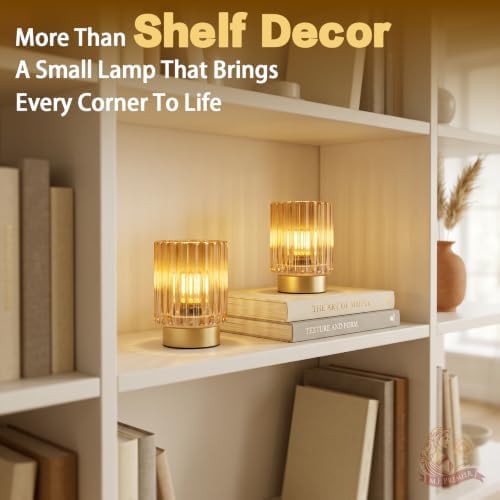 Battery Operated Lamp Timer, Cordless Table Lamp for Shelf Decor, Stripe - Image 4