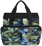 Fruit Printing Garden Tool Bag Organizer Heavy Duty Blueberry Leaves Gardening Tote Bag with 10 Pockets for Women Men Gardening Gifts - Image 2