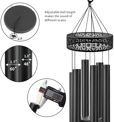ASTARIN 60'' Deep Tone Wind Chimes for Outside -Extra Large Windchimes with 6 Heavy Tubes, Memorial Wind Chimes Outdoor for Garden Hanging Décor,Sympathy Gifts, Black - Image 3