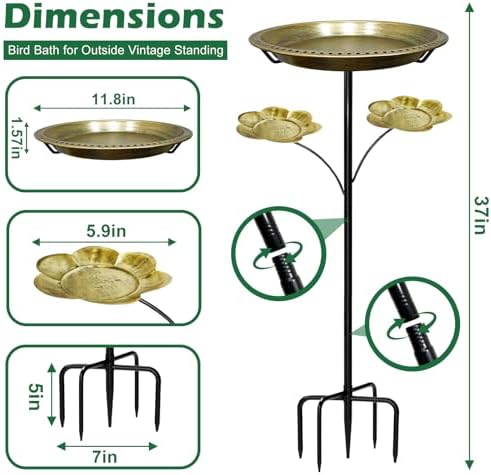 Bird Bath for Outside,Birdbaths with 2 Detachable Flower Feeders - Image 3