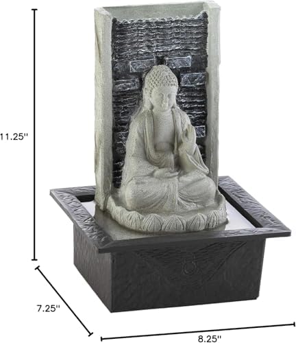 Zingz & Thingz Zen Collection Resin Tabletop LED Water Fountain, Buddha Cascading, 8.25x7.25x11.25 - Image 3