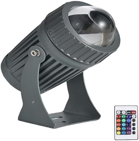 Rotation Led Beam Lamp, 10W Outdoor LED Spot Lights, IP66 Waterproof Ground Landscape Lights, Narrow Beam Wall Washer Spotlights, for Billboard Building Lighting(RGB+Remote Control,24V) by Unknown