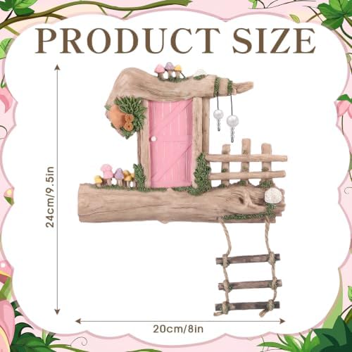 Sliner Fairy Door for Trees Outdoor Resin Fairy Garden Door, Pink - Image 4