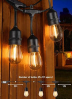 Brightown Outdoor String Lights, 82FT 25 Bulbs Shatterproof Patio Lights with Remote, IP65 Waterproof Dimmable Hanging Connectable LED Outdoor Lights for Backyard, Bistro, Porch, Deck, Balcony - Image 6