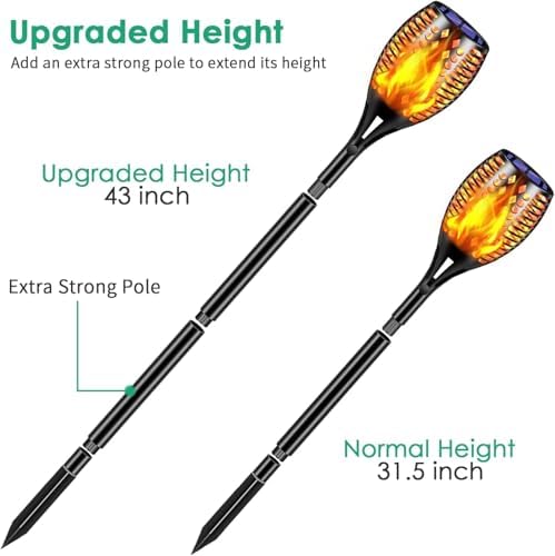 TomCare Flickering Flame Solar Torch Lights Outdoor, 43" Tall, 6 Pack - Image 3
