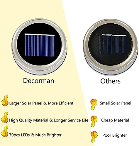 Solar Mason Jar Lights, 12 Pack 30 LED Fairy Star Firefly String Lids Lights with 12 Hangers for Patio Yard Garden Party Wedding Christmas Decoration(Jars Not Included) - Image 2