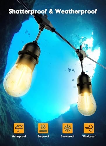Brightown Outdoor String Lights, 82FT 25 Bulbs Shatterproof Patio Lights with Remote, IP65 Waterproof Dimmable Hanging Connectable LED Outdoor Lights for Backyard, Bistro, Porch, Deck, Balcony - Image 7