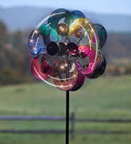 Plow & Hearth Solar Gala Wind Spinner - Enchanting 7ft Multicolor 4-Blade Wind Art | 24"x20.75"x84" | Integrated Solar Panels | LED Lights | Mesmerizing Garden Display - Image 3