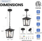 Outdoor Pendant Light, Black Outdoor Porch Hanging Light fixtures - Image 5
