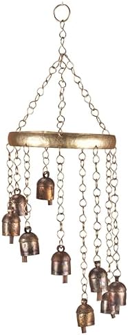 Rustic Wind Chimes for Outside – 18" Handmade Metal Hanging Bells – Garden Decor for Outside Yard Porch Patio – Outdoor Wind Chimes Bronze Finish – Boho Yard Decorations by Vivanta