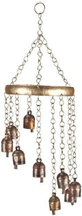 Rustic Wind Chimes for Outside – 18" Handmade Metal Hanging Bells – Garden Decor for Outside Yard Porch Patio – Outdoor Wind Chimes Bronze Finish – Boho Yard Decorations by Vivanta