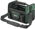 11 Inch Small Tool Bag, Open Top Tool Tote with Stainless Steel Handle and Adjustable Shoulder Strap,21 Pockets Electrician Tool Bags,Black/Green by Guliter