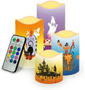 Halloween Battery Flameless Candles Flickering with 18-Key Remote Timer,Real Wax Pillar LED Moving Wick Candles Decoration by HELLHERO