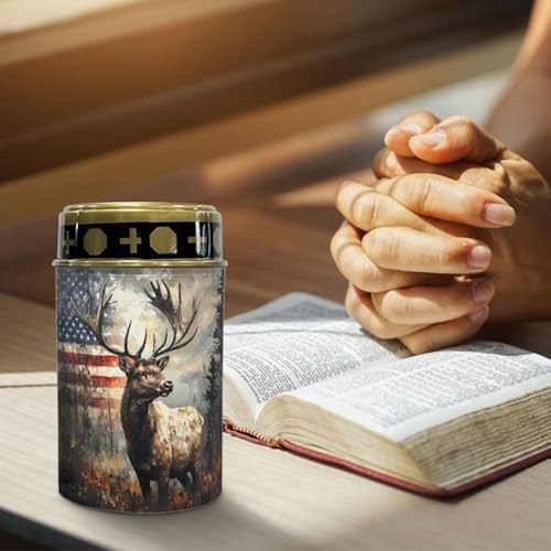 Poceacles Deer American Flag Forest Outdoor Lights Solar Powered Flameless Candle Cemetery Votive Candles Waterproof Outdoor Memorial Candle Solar Stake Lights Home Outdoor Decoration, 2 PCS - Image 5