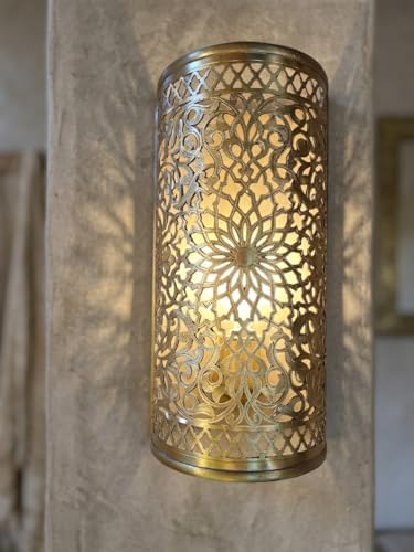 Set of 2 Moroccan Brass Wall Lamp Sconce Home Decor, Handmade Lighting Copper Metal Lights Turkish Lamp, Ramadan Candle Lantern, Candle Holder, Indoor Outdoor, Patio, Porch, Shelf, Garden (Kasbah) - Image 7