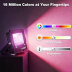 LED Flood Light Outdoor,RGB Waterproof (IP66) Flood Light with APP Control,15W Outdoor Color Changing with DIY Scene and Music Mode, Christmas Floodlights for Patio Courtyard Stage Weddings (4pack) - Image 4