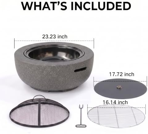 Round Wood Burning fire Pit Outdoor Fireplace for Patio-23 Black - Image 4