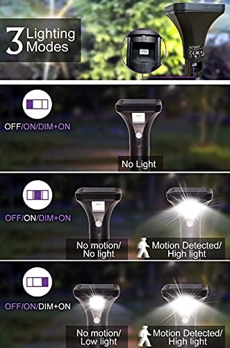 AURAXY Solar Outdoor Lights with Motion Sensor – Waterproof LED Pathway Lights for Yard, Garden, Walkway, Driveway – Auto On/Off, Easy Installation (4 Pack) - Image 2