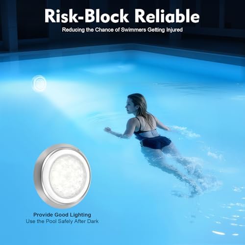11.8Inch LED Pool Light, 12V 54W RGB Color Change Led Pool Light, 7 Colors 12 Modes Dynamic Changing Modes Underwater Pond Light, Submersible Led Light with Remote for Pool Wall - Image 7
