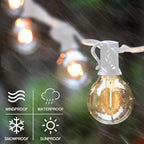 SUNTHIN White Outdoor String Lights, 48FT White Patio Lights with 25 G40 Shatterproof LED Bulbs(1 Spare), Waterproof Hanging Outside Lights for Porch, Deck, Garden, Pergola, Bistro - Image 3
