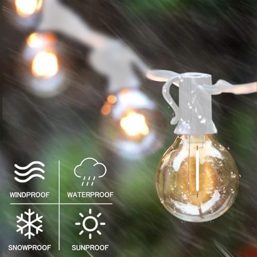 SUNTHIN 97FT White Outdoor String Lights with 49 G40 LED Bulbs (1 Spare) - Image 3