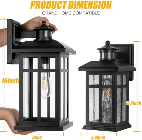 Brilvibera 2-Pack 16" Large Black Outdoor Wall Light - Image 6