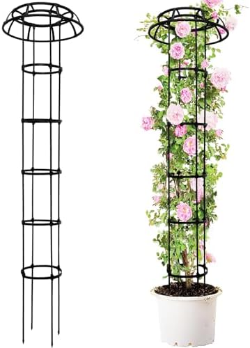 77-Inch Garden Trellis for Climbing Plants,Heavy-Duty Metal Obelisk with Mushroom Top,Stable Support for Potted Clematis,Tomato,Cucumber,Rose,Pea & Vine by TCBWFY
