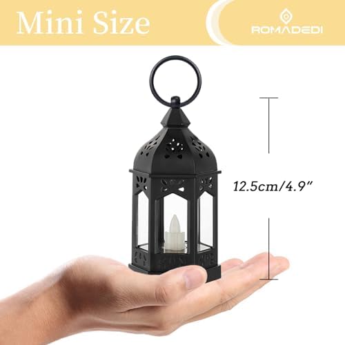 Romadedi 10-Pack Black Mini Lanterns for Centerpiece, 4.9 in - Image 4