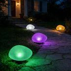 Solar Glass Garden Pebbles Outdoor, Pebble Shape Decorative Rock Lights Waterproof Solar, Glowing Cobblestone Stones for Outdoor Landscape Lighting, for Pathway, Yard Decor (Green) - Image 6
