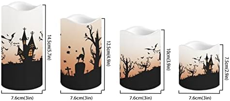 Halloween Flameless Candles with Remote Timer Real Wax Realistic Flickering Battery Operated LED Tealight Pillars with Pumpkin Castle Bat Spider Witch for Halloween Party Decorations - Image 2
