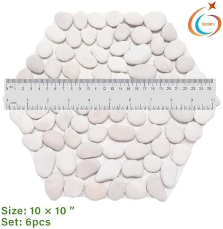 10in River Rock Stepping Stones Set - 6 Pack | Polished Pebble | Long-Lasting PVC Mesh Backing | Perfect for Garden Paths and Lawns Outdoor Landscaping Decoration | White Rhombus - Image 3