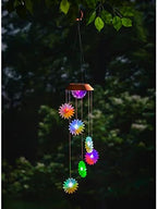 Evergreen Color Changing Solar Mobile with Spinning Light Refractor, Florals- 7 x 29 x 7 Inches Fade and Weather Resistant Outdoor Decoration for Homes, Yards and Gardens - Image 2